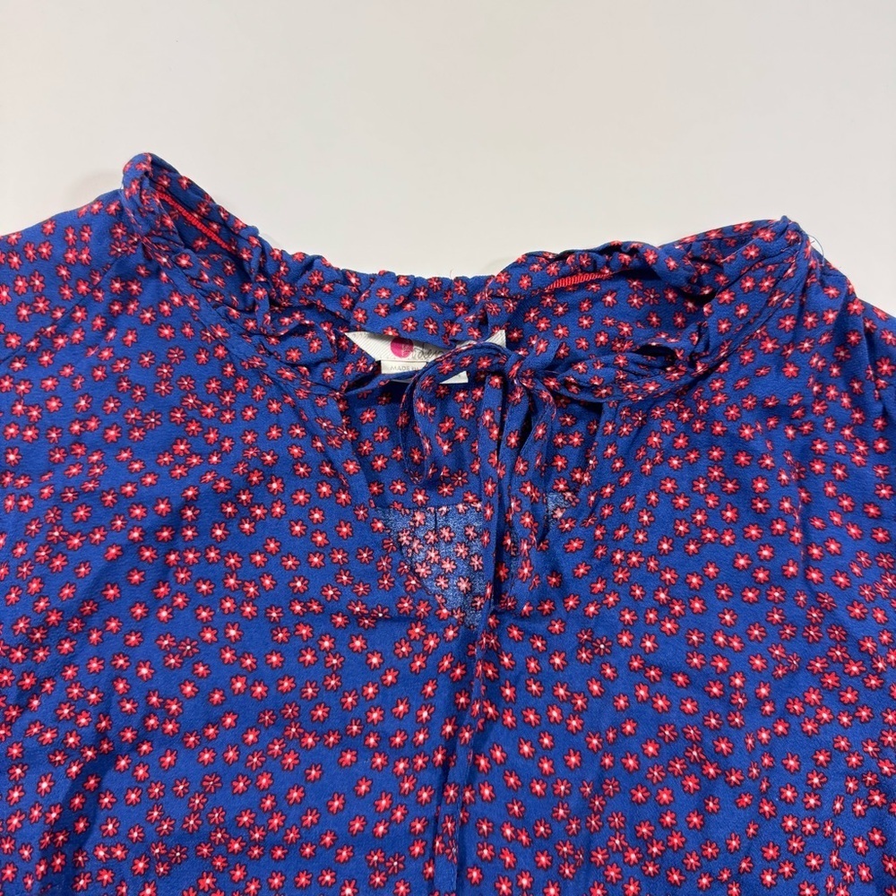 Boden Mellissa Ruffle Neck Blouse Riviera Blue Star View 6